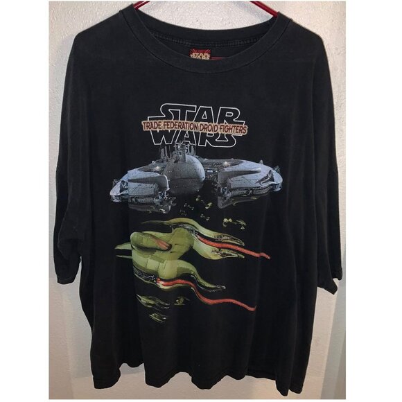 VTG 90s Star Wars Black T-Shirt Trade Federation Droid Fighters sz 3XL **RARE!** - Picture 1 of 5